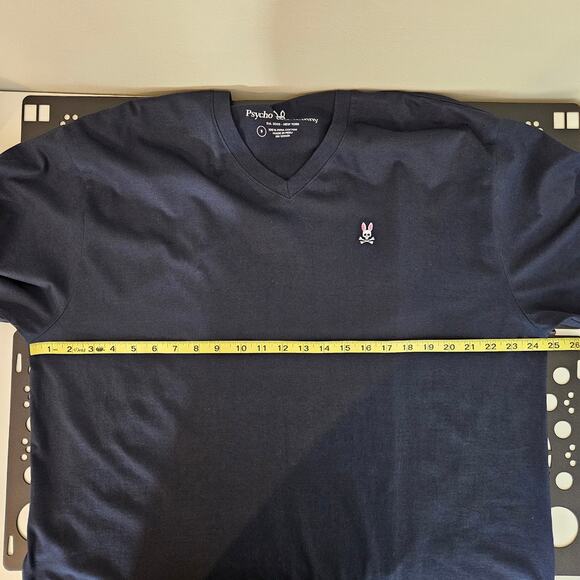 Psycho Bunny V-Neck Logo Pima Cotton T-Shirt Navy Blue | Big Man XXXL - Picture 7 of 16